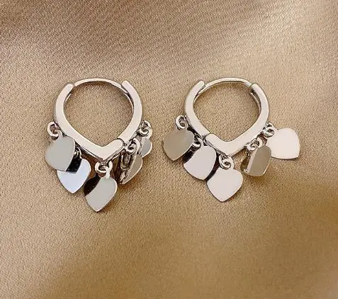 Women Dangle Earrings Lightweight Cute Fancy Heart Drop Hoop Earrings