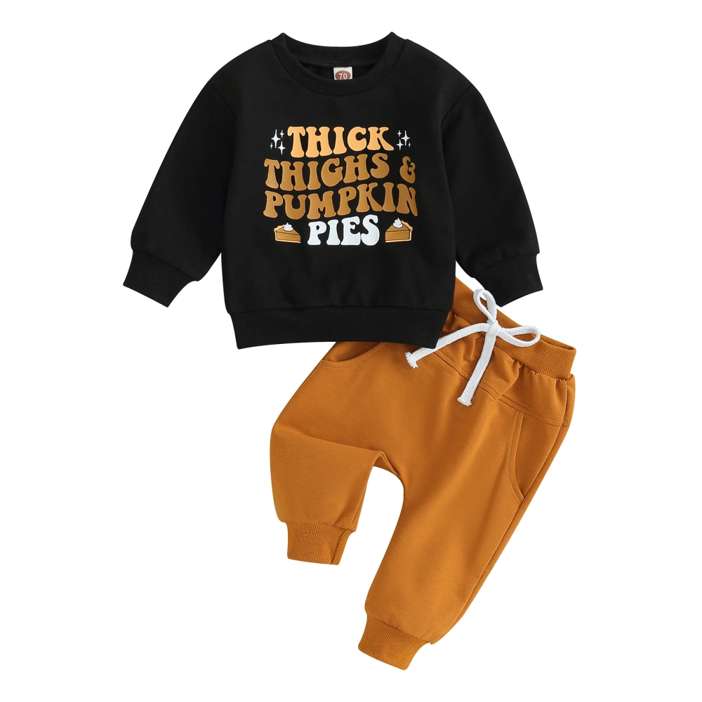 Boy Thanksgiving Clothes Set Letter Print Long Sleeve Sweatshirt Pants