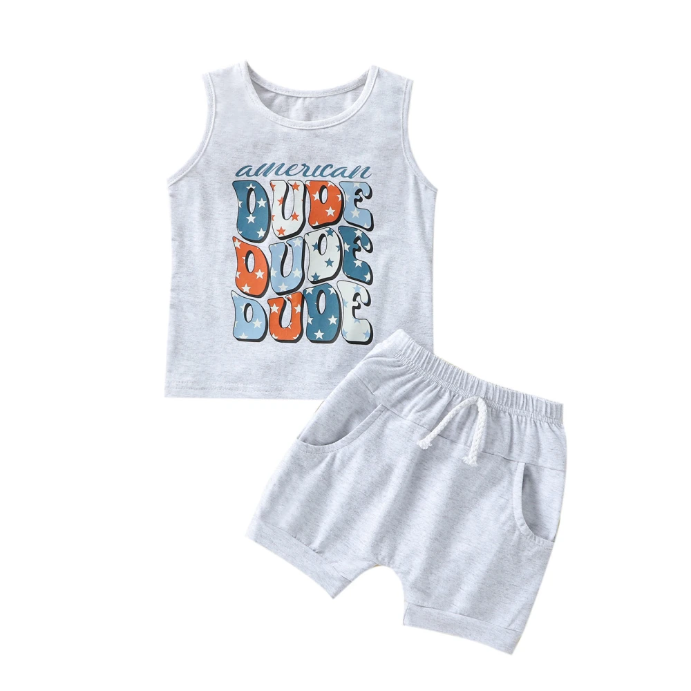 Independence Day Baby Boy Outfits Letter Print Tank Tops and Shorts 