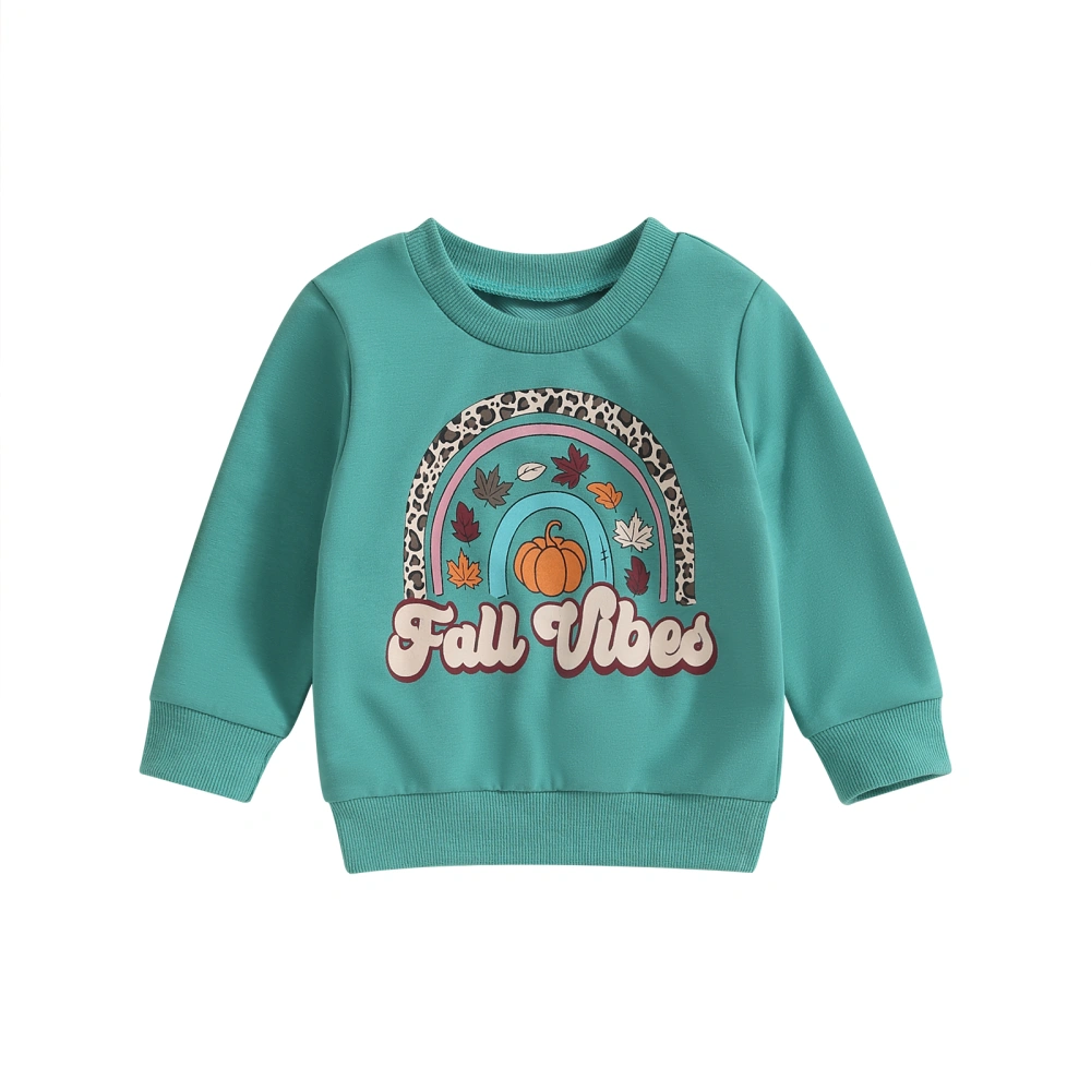 Kids Sweatshirt, Long Sleeve Crew Neck Pumpkin Letters Print Hoodie