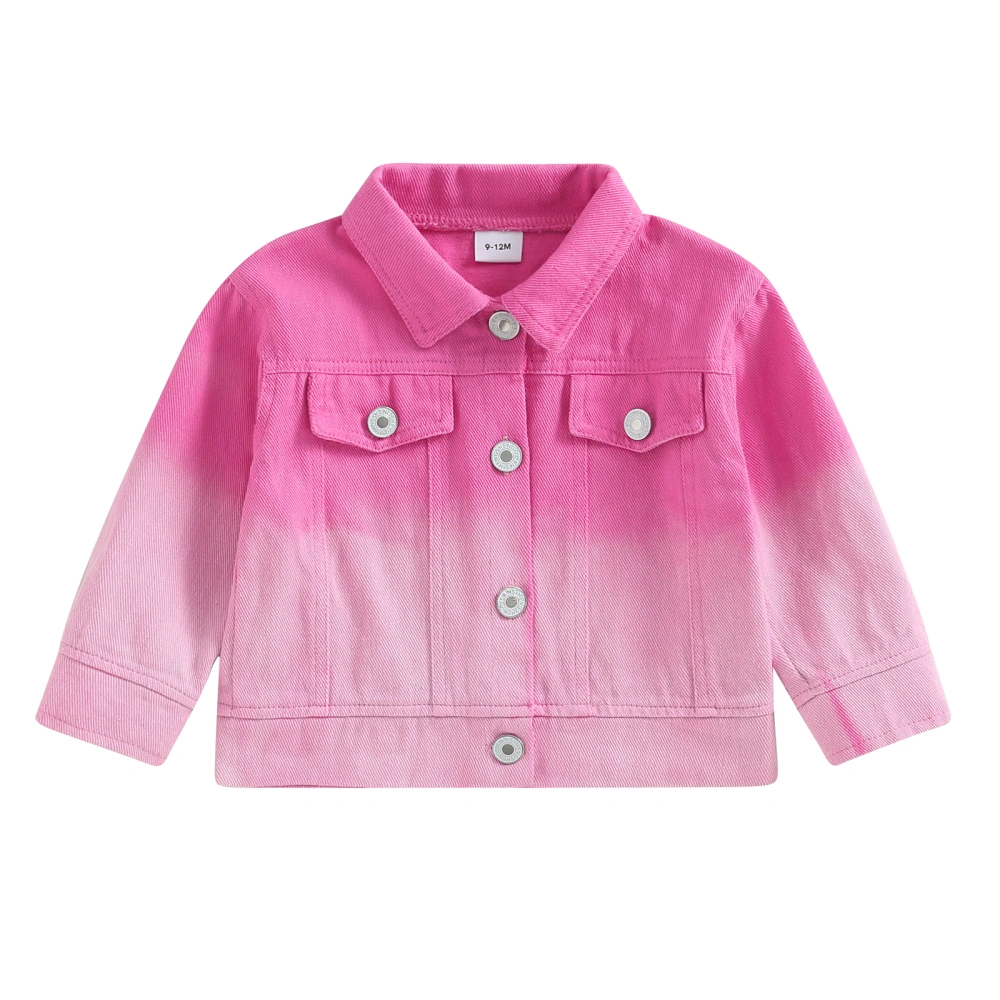 Toddler Jean Jacket Gradient/Floral Print Casual Button Jackets 