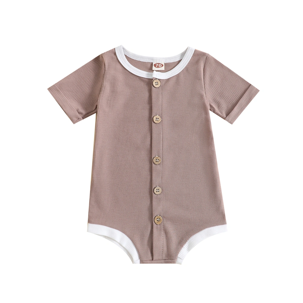 Baby Girls Boys Summer Short Sleeve Round Neck Buttons Romper