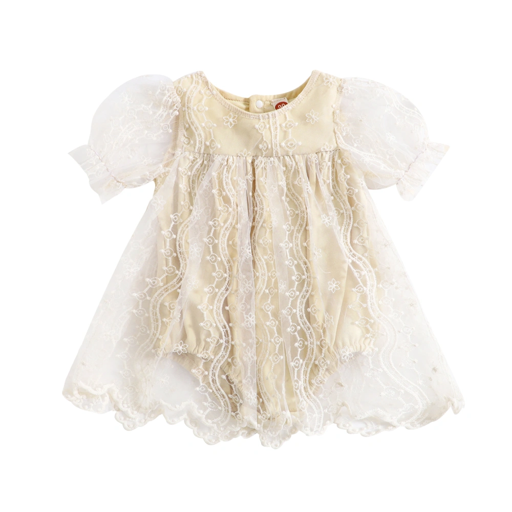 Baby Girls Romper, Short Sleeve Lace Patchwork Summer A-line Dress