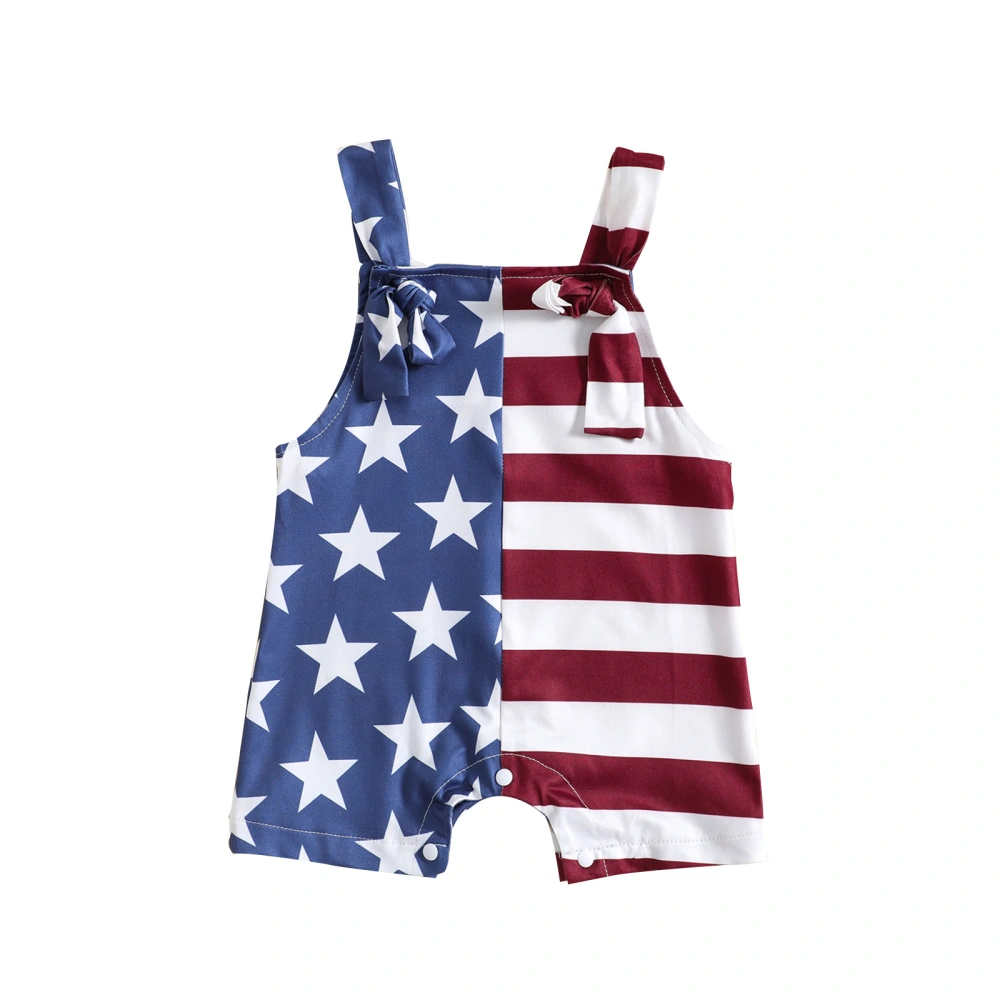 Toddler Girls Summer Sleeveless Stars Stripe/Ice Cream Print Romper