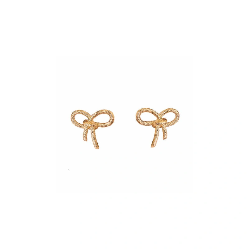 Versatile Simple Bow Ear Studs Sweet Metal Bowknot Earrings Jewelry