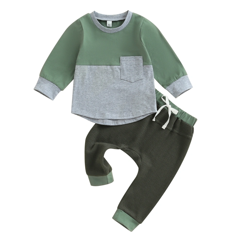 Baby Boys Pants Set, Long Sleeve Contrast Color Sweatshirt Sweatpants