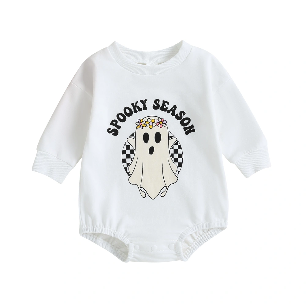 Halloween Baby Clothes Checkerboard/Letter Print Sweatshirt Rompers 