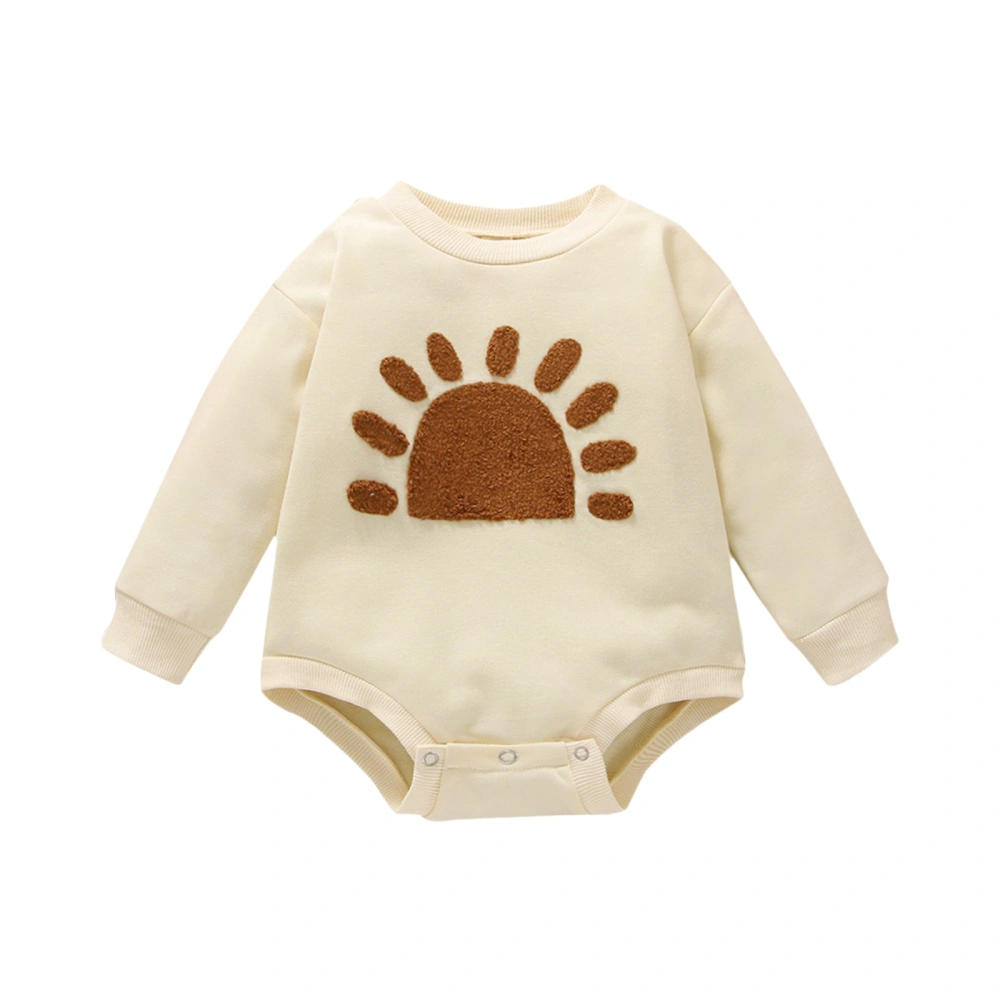 Baby Boys Girls Romper, Long Sleeve Crew Neck Sun Print Fall Bodysuit