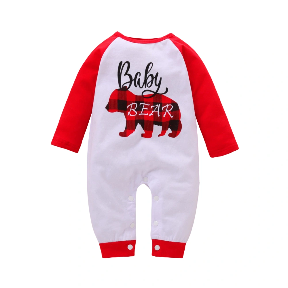 Baby Girls Boys Christmas Romper Letter Plaid Bear Print Jumpsuits