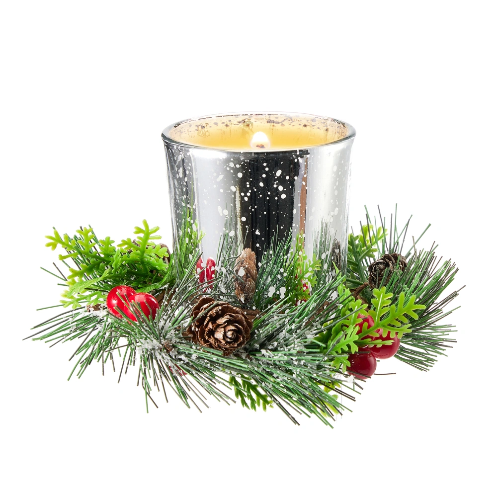 Christmas Electroplated Starry Sky Glass Pine Cone Garland Candlestick