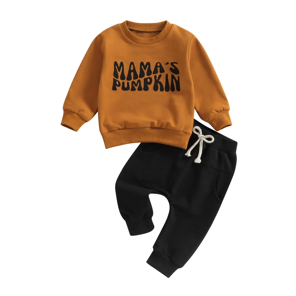 Toddler Boys Long Sleeve Letter Print Tops and Drawstring Pants Sets