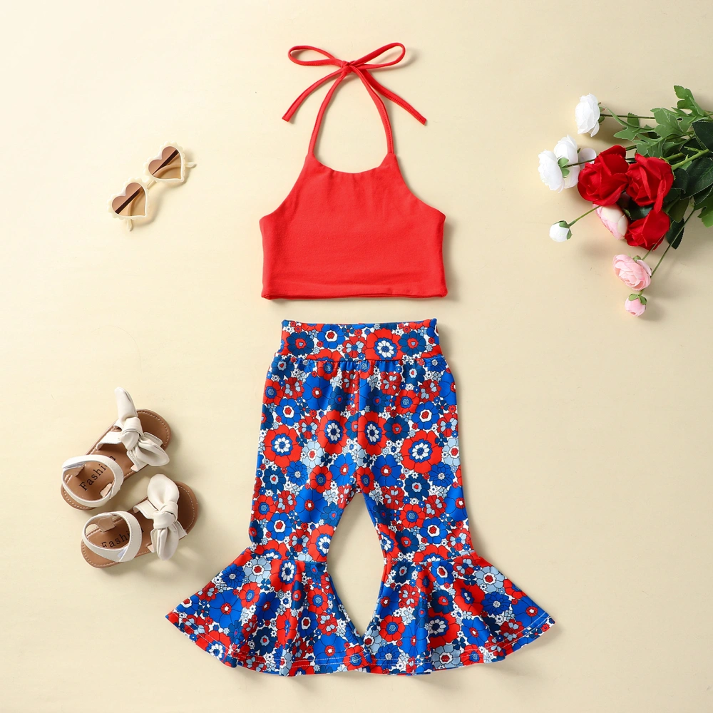 Baby Girl Fourth of July Outfits, Halter Tops + Floral Bell Bottoms