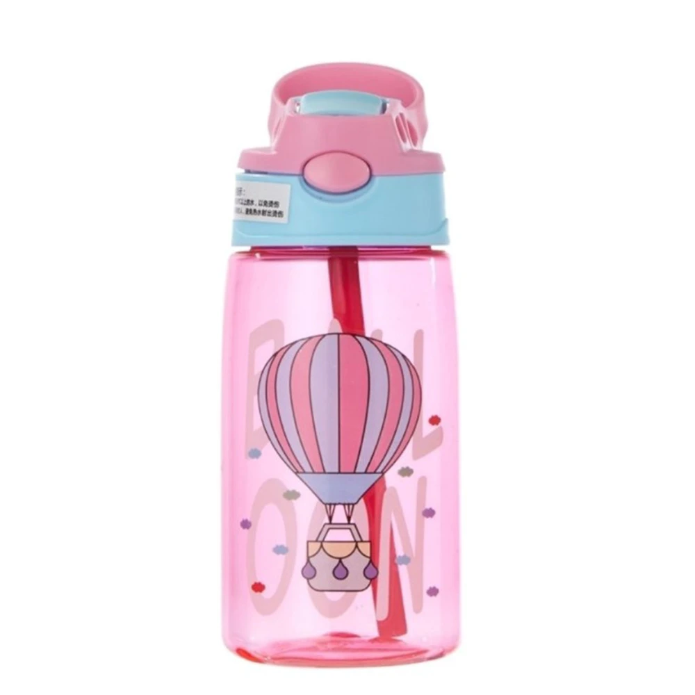 480ML Water Bottle, Cartoon Patterns Print Water Cup with Straw