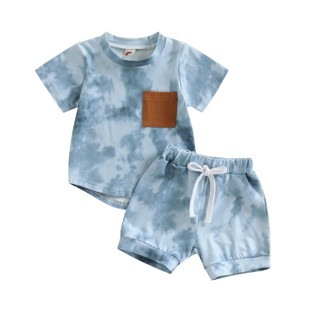 Baby Boys Shorts Set, Tie-dye Print Short Sleeve T-shirt with Shorts