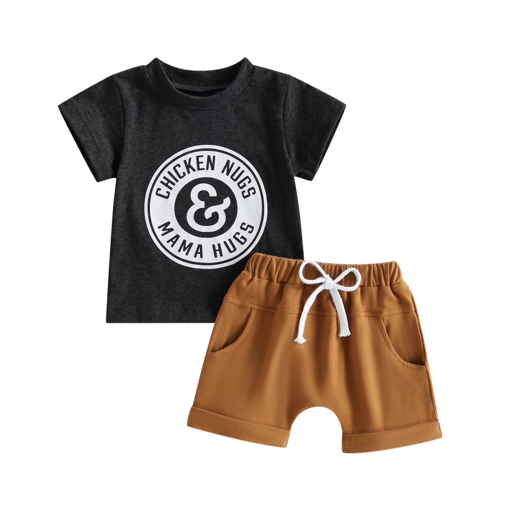 Baby Boys 2 Pieces Outfits Letter Print T-shirt and Shorts with Pocket