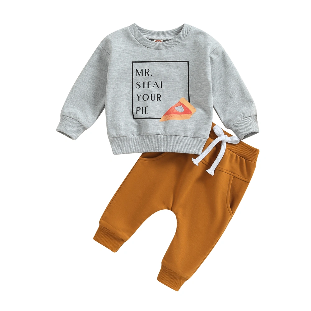 Baby Boy Fall Outfits Long Sleeve Pie Letter Pattern Sweatshirt+Pants