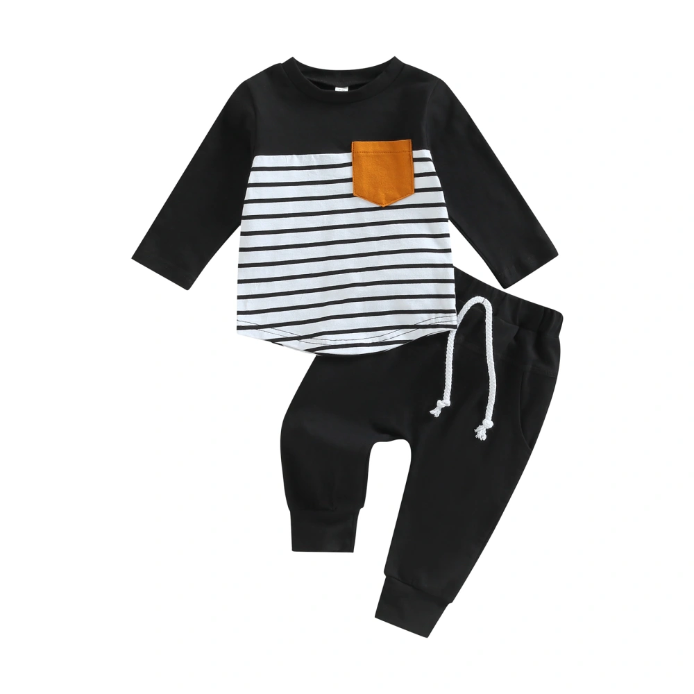 Baby Boys Pants Set, Long Sleeve Stripes T-shirt + Long Pants