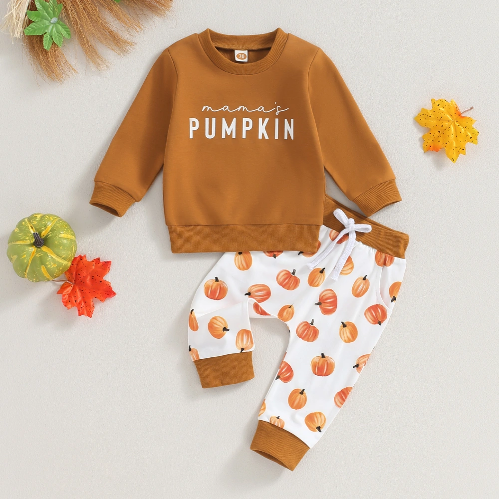 Baby 2Pcs Halloween Outfits Long Sleeve Sweatshirt + Pumpkin Trousers