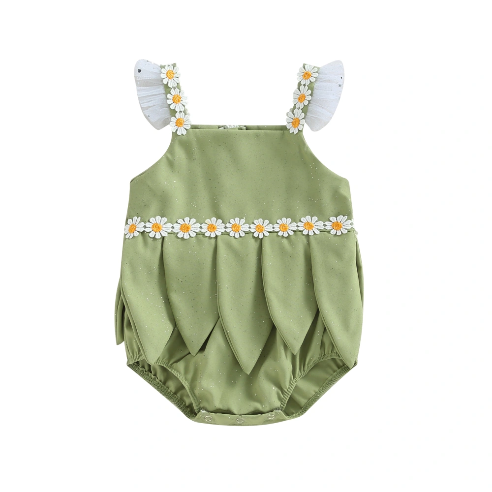 Baby Girls Halloween Romper, Sleeveless Shiny Flower Fairy Bodysuit