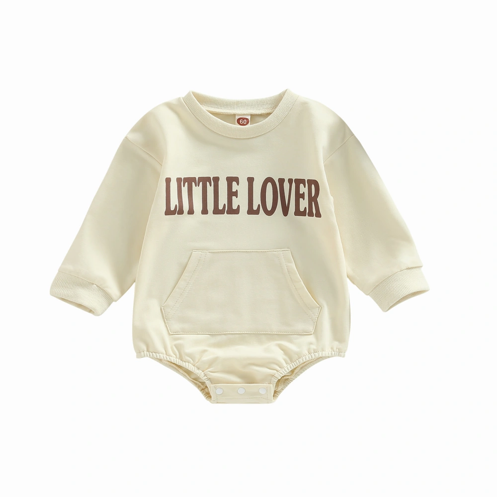 Baby Girls Spring Long Sleeve O Neck Letter Heart Print Playsuit