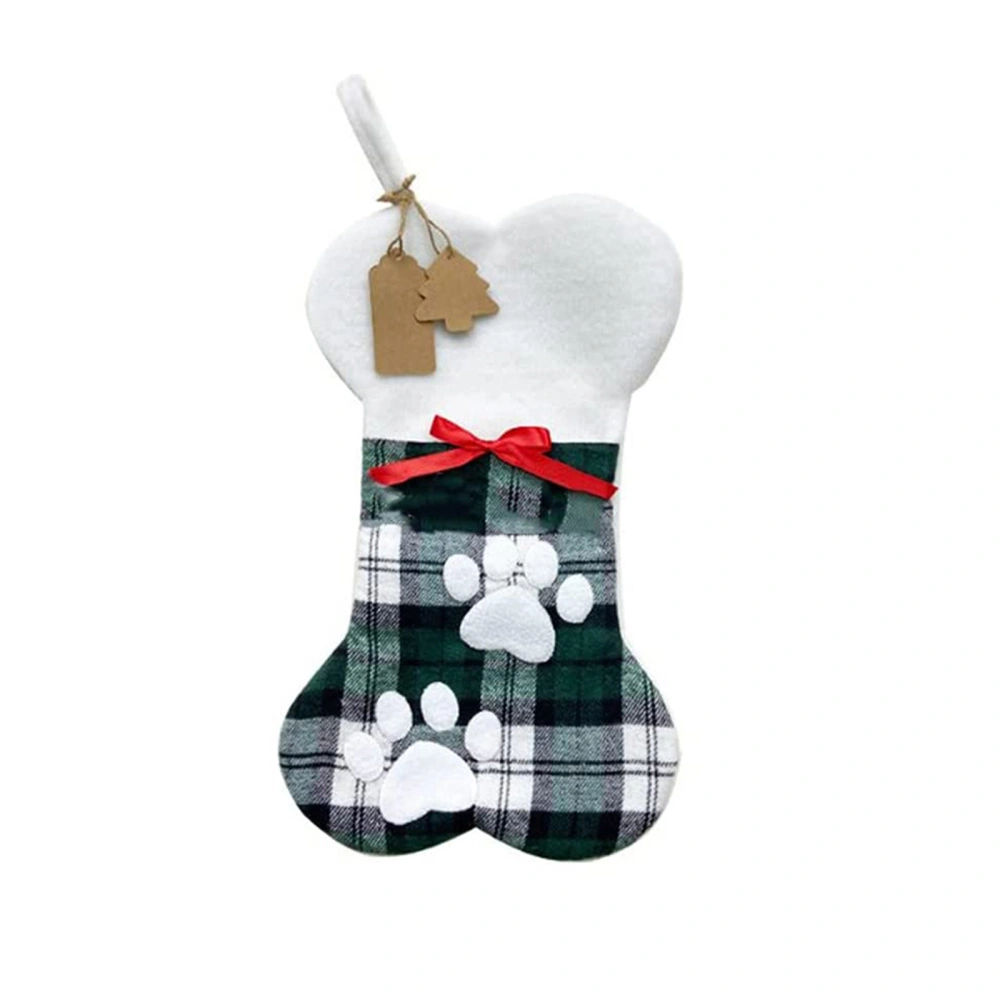 Christmas Bone Sock with Hanging Ring, Plaid Pattern Ornament