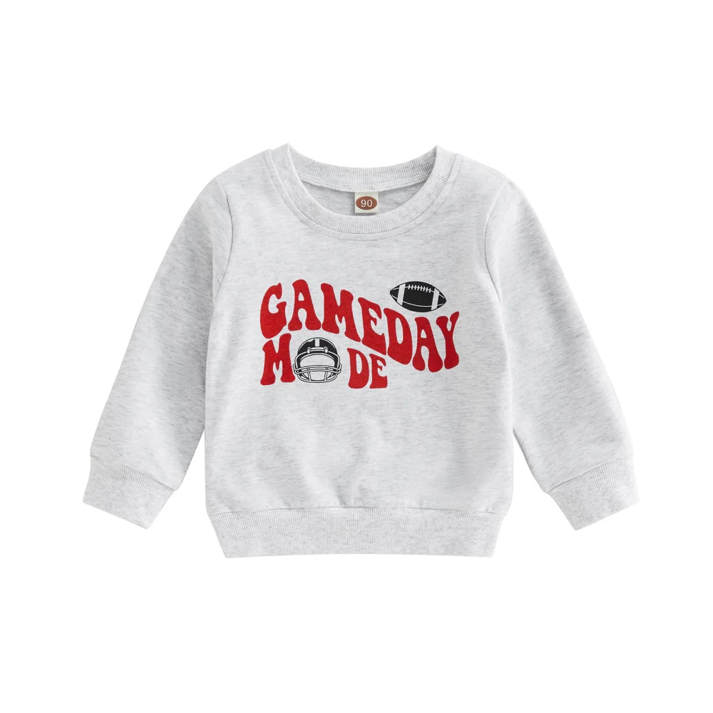 Kids Baby Game Day Pullovers, Long Sleeve Football Print Sweatshirts