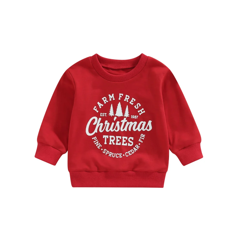 Christmas Kids Pullover Sweatshirt Letter Print Long Sleeve T-shirt 