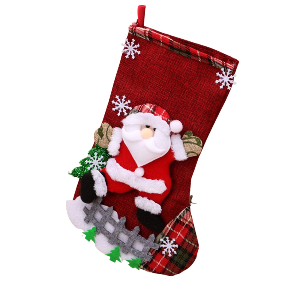 Christmas Stocking Shaped Gift Bag, Present Pouch with 3D Plush Doll