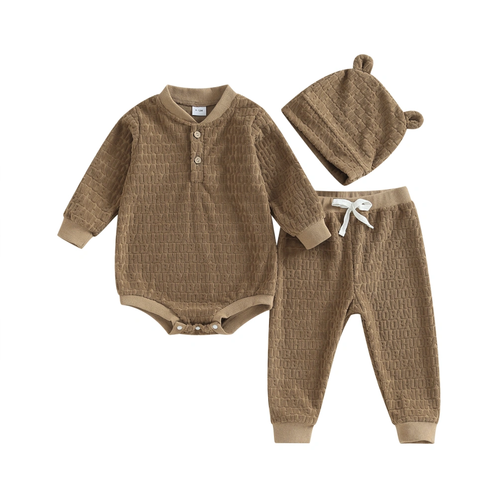 Baby Boys Fall Outfits Letter Pattern Sweatshirts Rompers Pants Hat