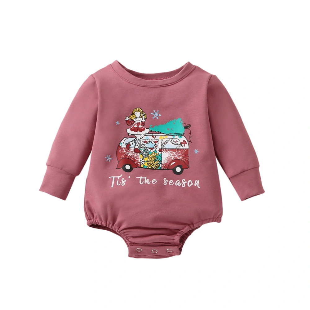 Kid Baby Girl Romper Long Sleeve Round Neck Letters Cartoon Jumpsuit  