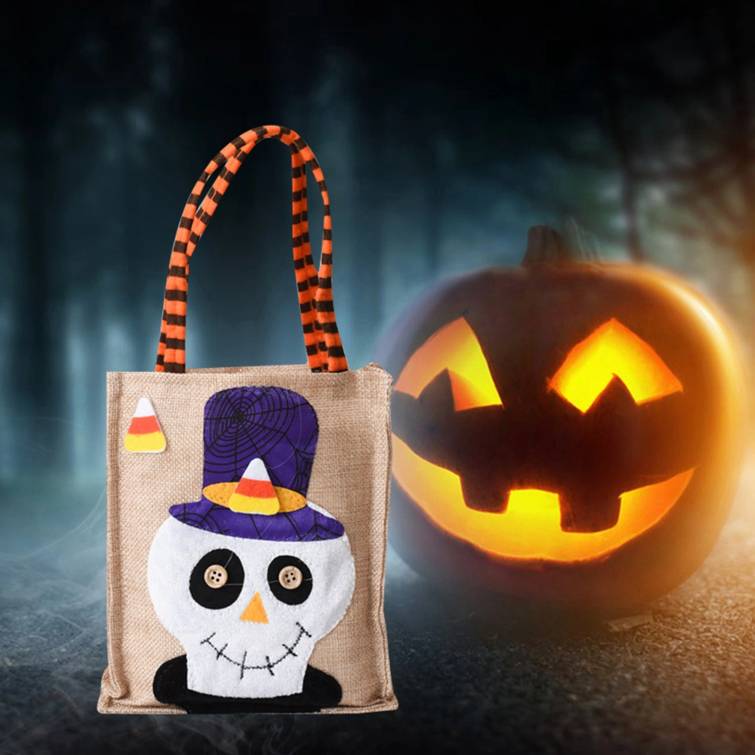 Halloween Candy Bags, Reusable Cartoon Trick or Treat Tote Bag
