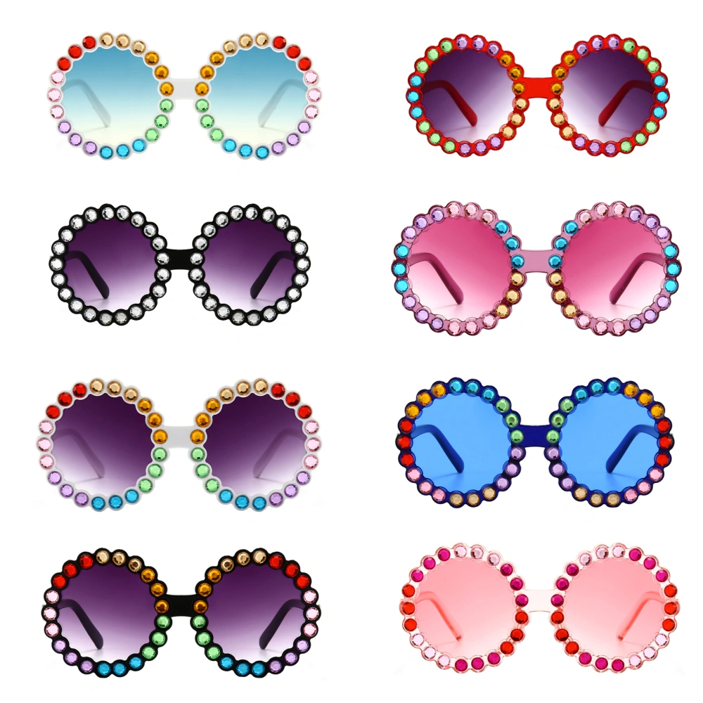 Kids Round Sunglasses, Rhinestone Frame UV400 Protection Sunglasses