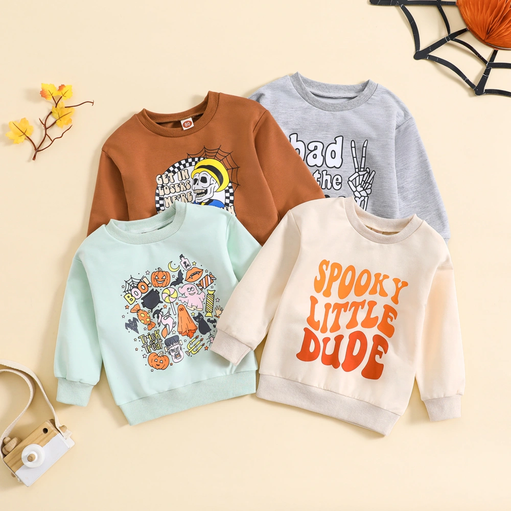 Baby Boys Halloween Sweatshirts Long Sleeve Crewneck Print Pullover