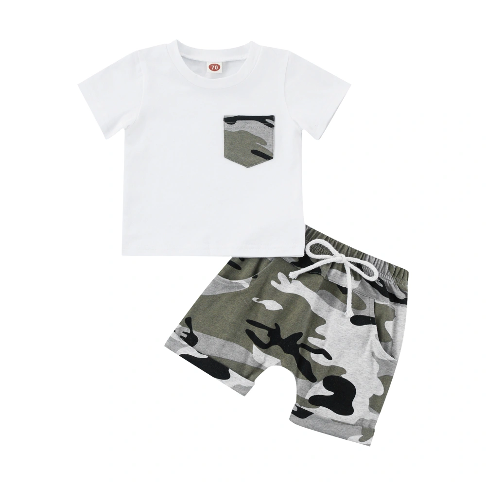 Toddler Boys Suit, Short Sleeve Pocket Tops+Camouflage Short Pants