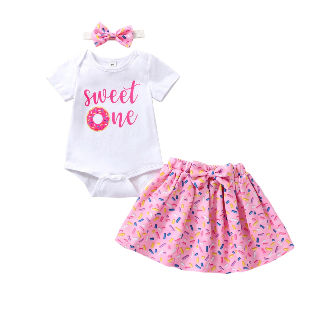 Toddler Baby Girls Birthday Outfits, Tops/Romper+Skirt+Headband Set