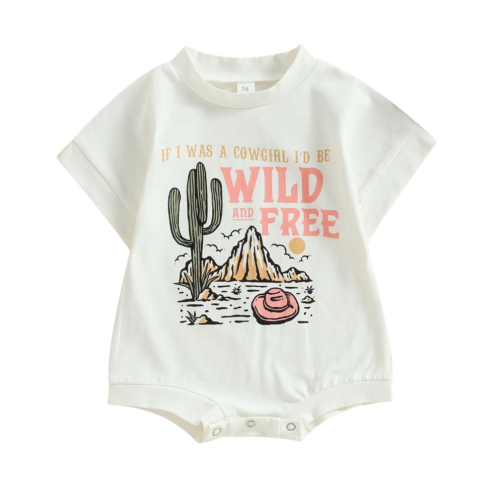 Infant Romper Western Style Letter Cactus Cowgirl Hat Print Bodysuits