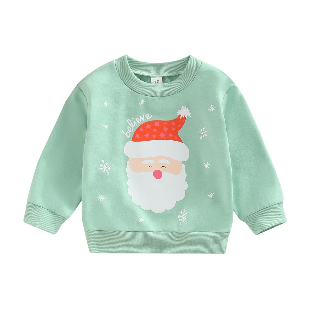 Toddler Pullover Sweatshirt Casual Santa Print Long Sleeve T-shirt 