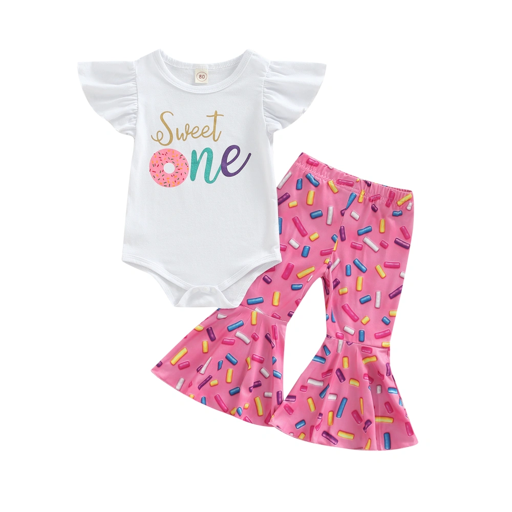 Baby Girls Romper Tops Summer Spring Bell-Bottom Pants, 9-18 Months  