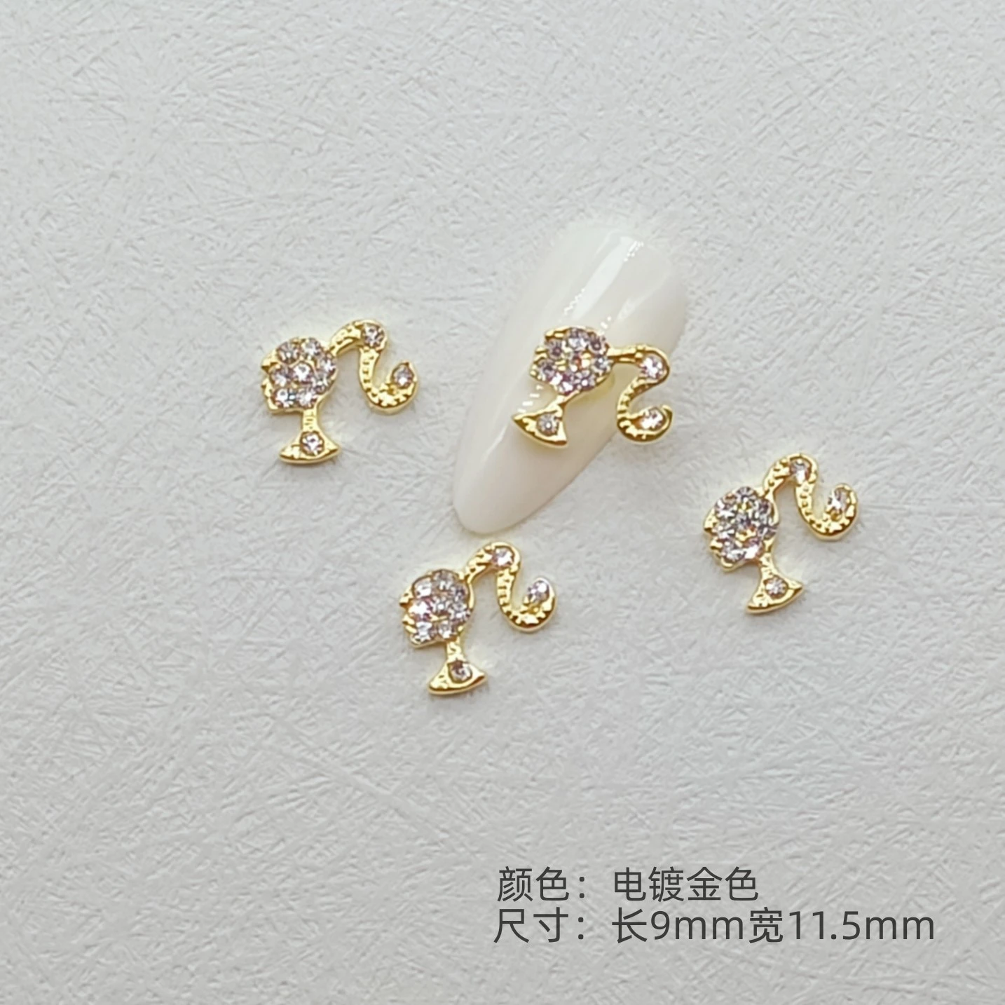 3D Alloy Barbie Nail Charms Studs Girls Doll Rhinestone Nail Art