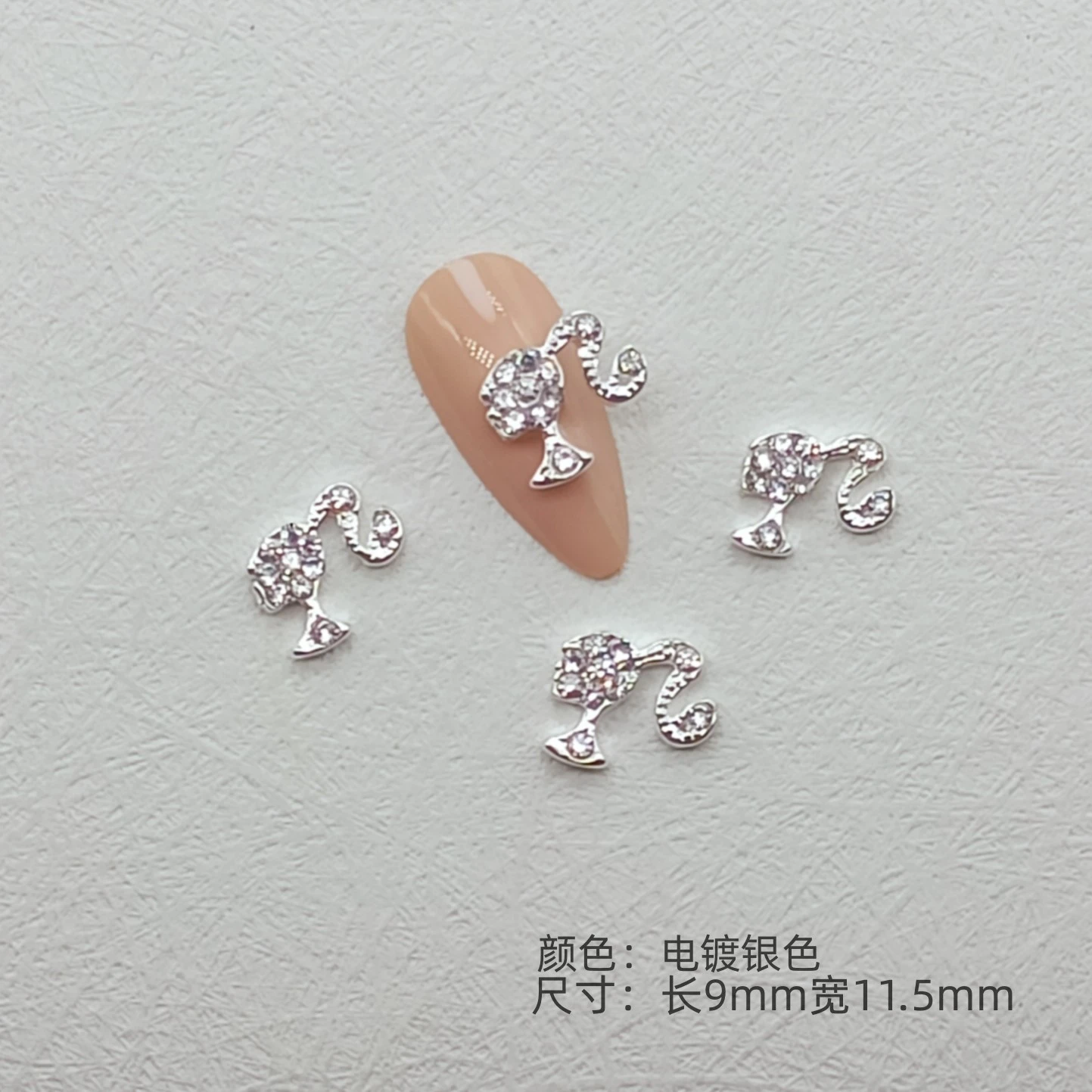 3D Alloy Barbie Nail Charms Studs Girls Doll Rhinestone Nail Art