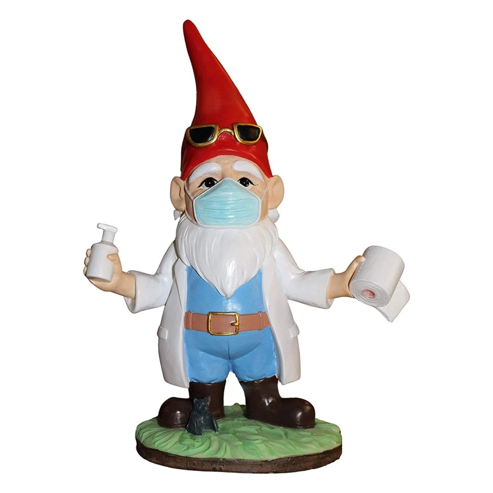 Quarantine Gnome Garden Figurine, Funny Masked Gnome Statue Ornament