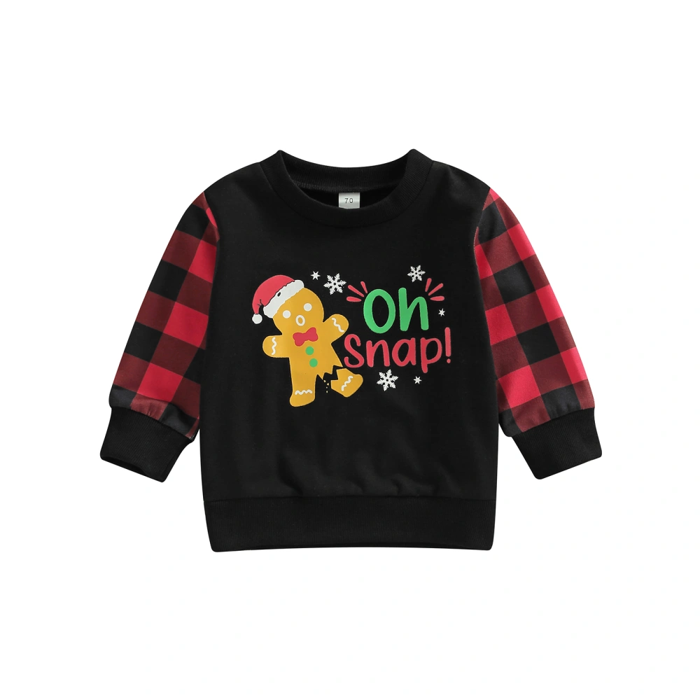 Toddler Christmas Sweatshirt, Plaid Long Sleeve Letter Print Pullover