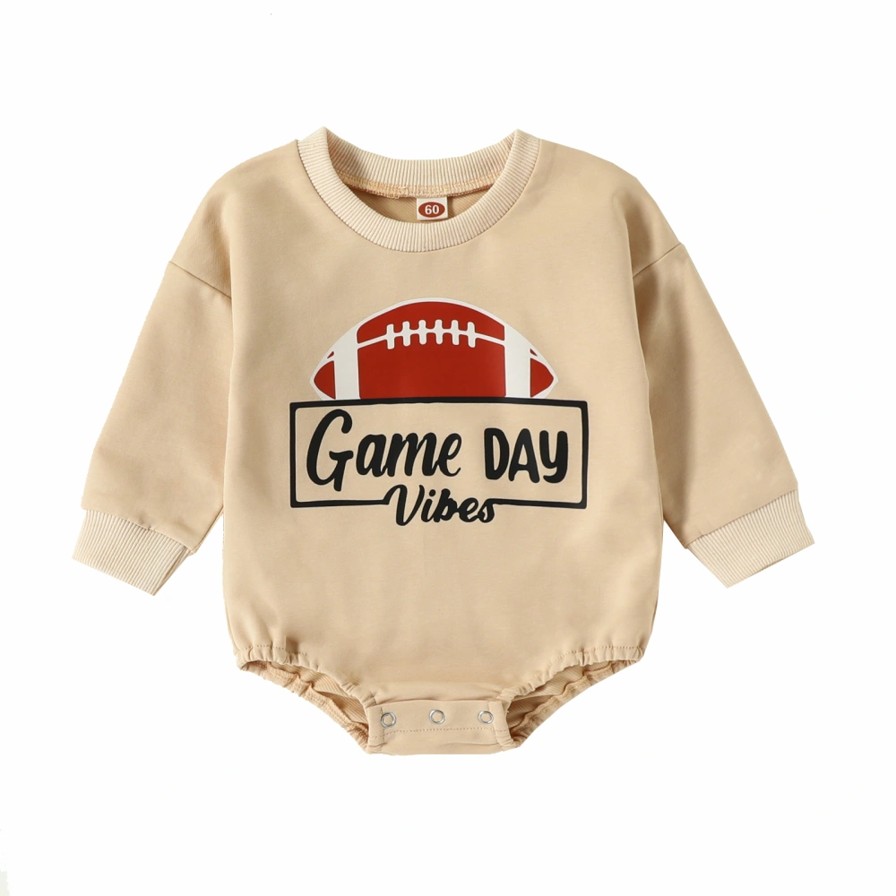 Baby Girls Boys Autumn Long Sleeve Letter Rugby Print Playsuit