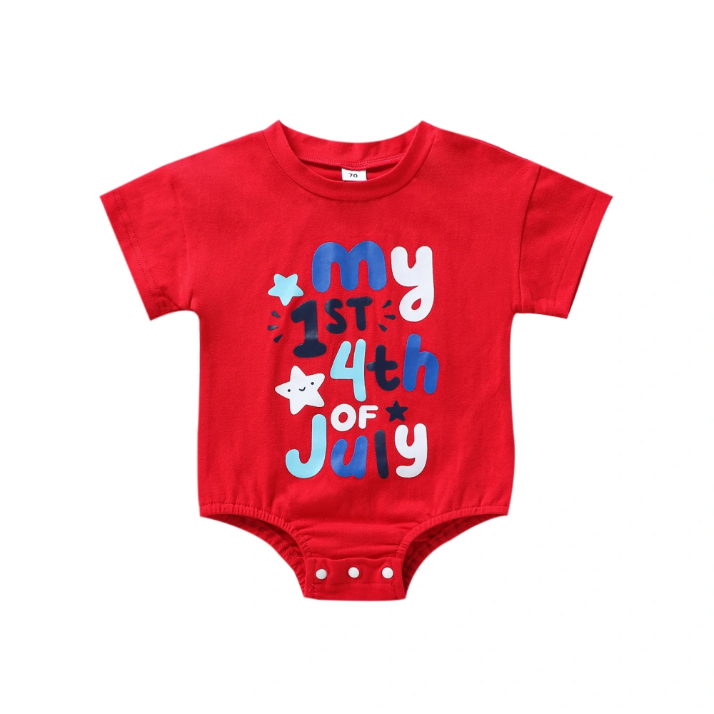 Baby Girls Boys Romper Short Sleeve Crew Neck Letters Print Bodysuit