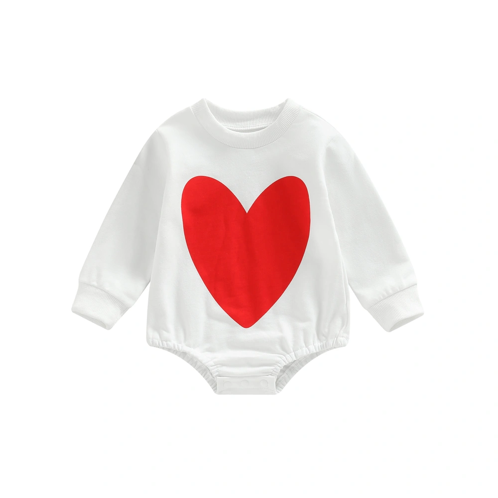 Infant Baby Valentine's Day Jumpsuit, Heart Print Long Sleeve Romper