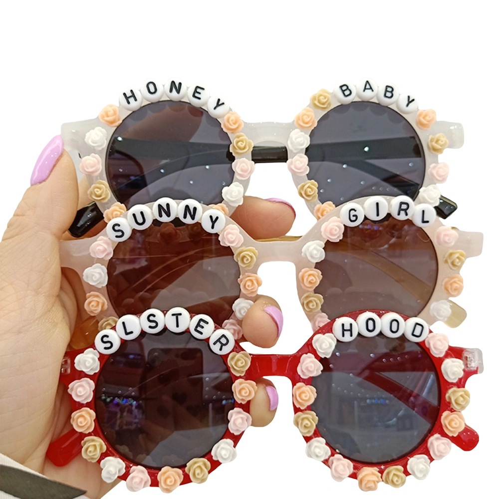 Kids Beach Sunglasses, Flower Letter Frame UV400 Protection Sunglasses