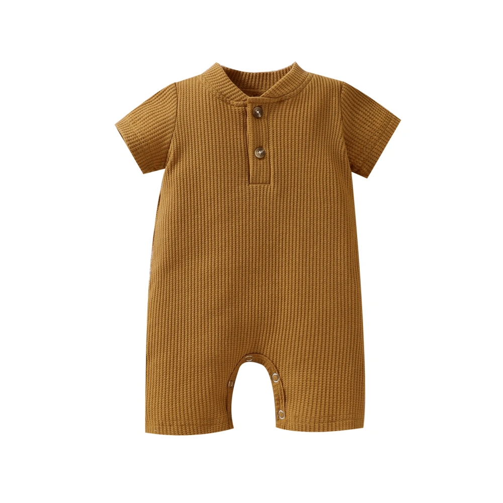 Newborn Baby Romper, Solid Color Short Sleeve Casual Jumpsuit