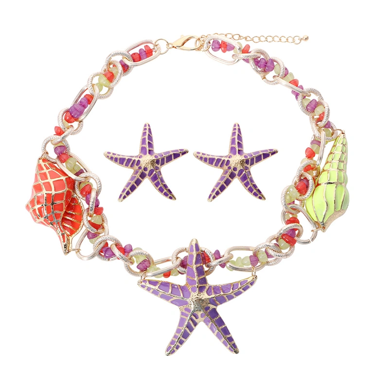 Women Necklace and Earring Sets Starfish Barbie Necklace and Earrings