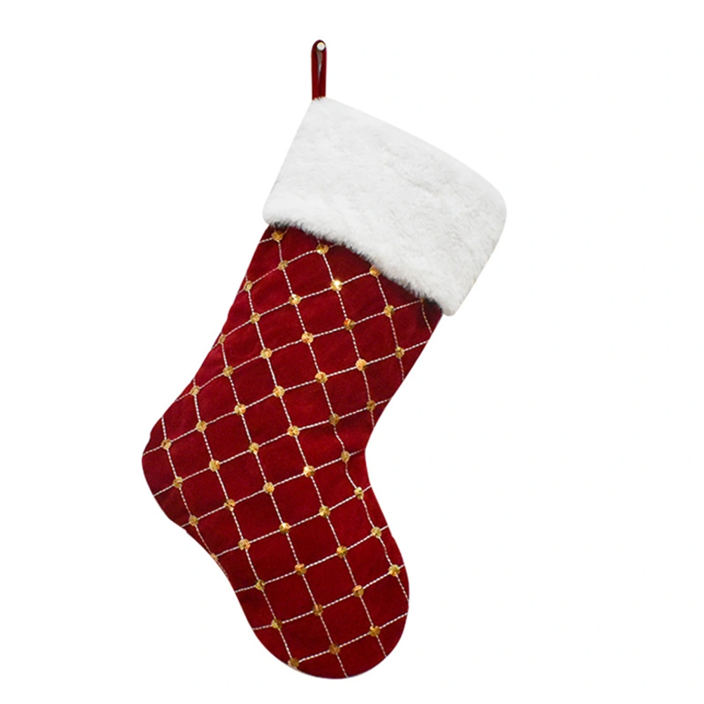 Christmas Stockings with Plush Cuff & Glitter Sequins for Home Décor