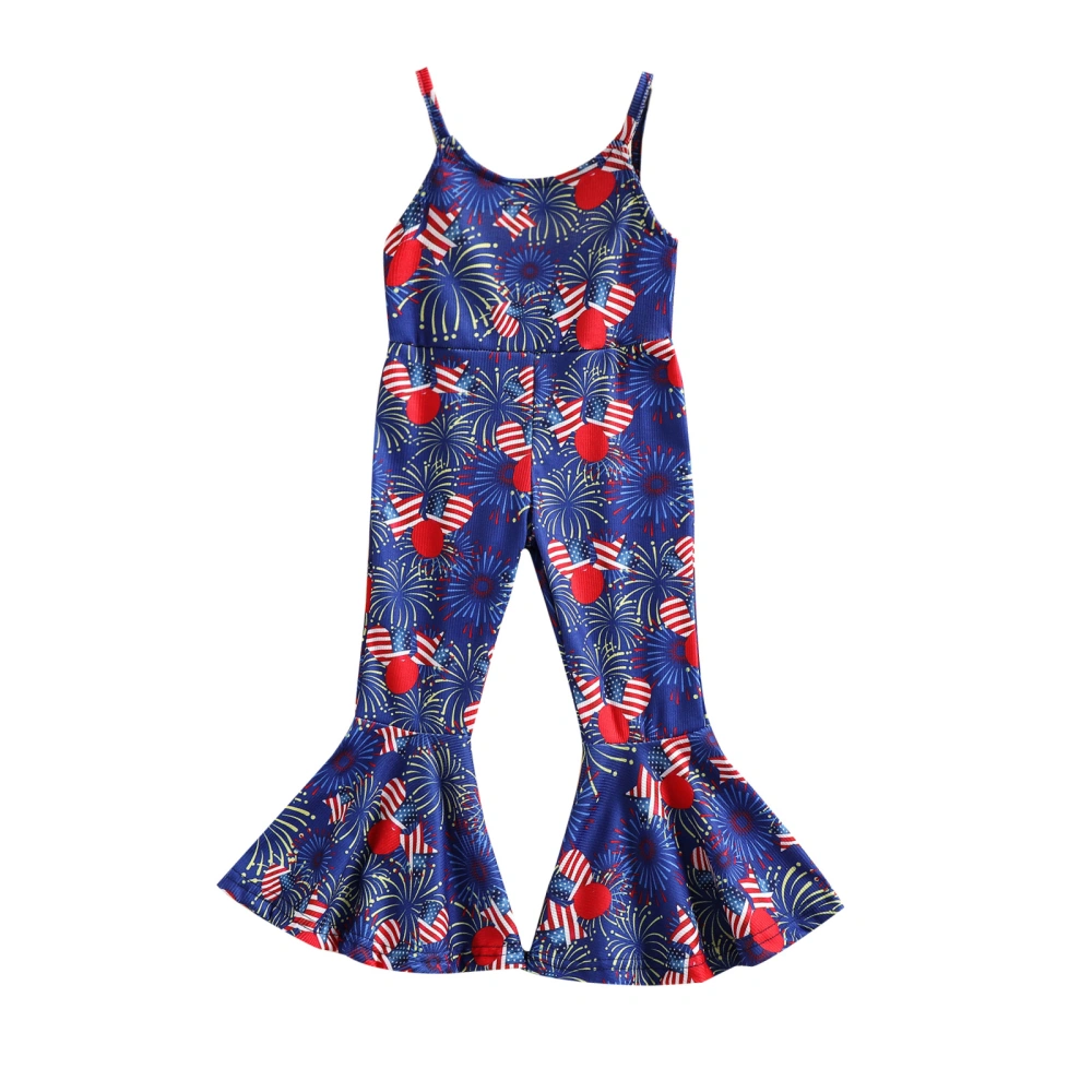 Baby Kid Girls Jumpsuit Sleeveless Balloon Stars Print Flare Pants 